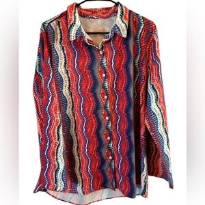 Zigzag bright soft button down shirt‎ XL